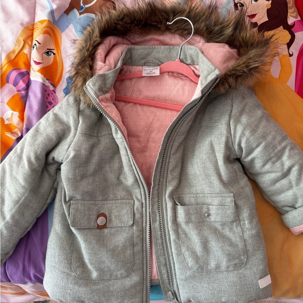 Koala Kids Gray and Pink Polka Dot Jacket